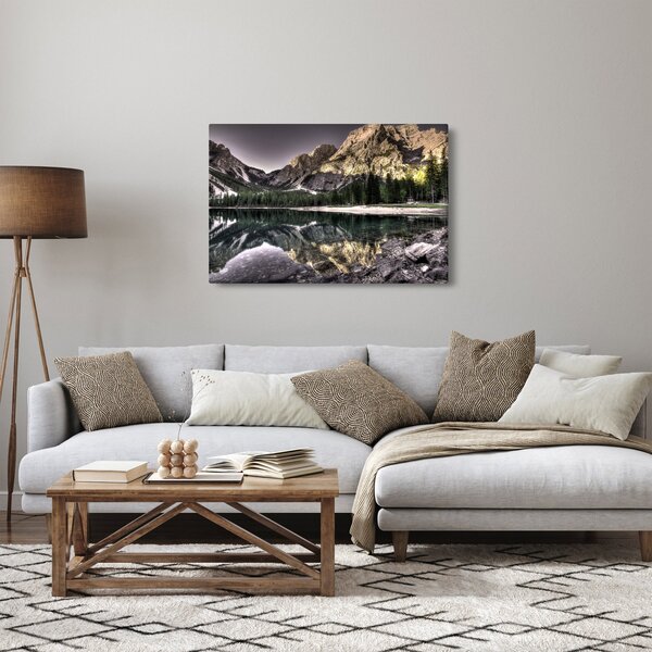Obraz jazera v horách (90x60 cm)