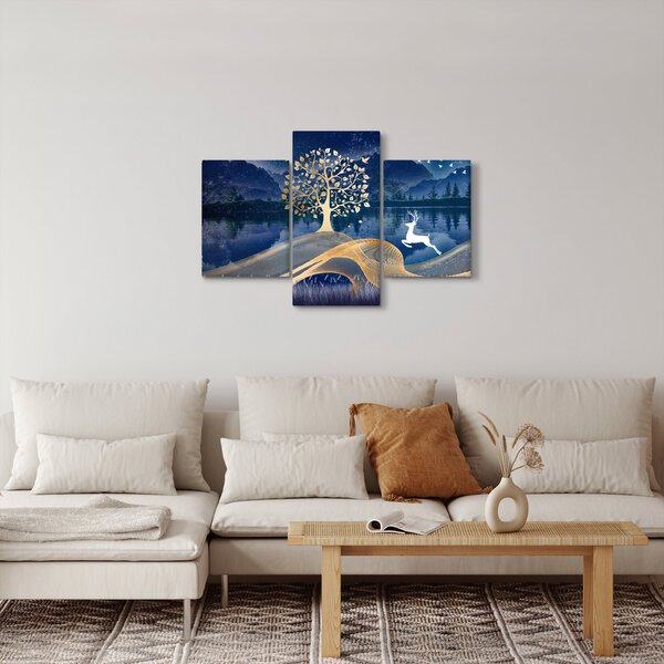 Obraz jeleňov pri splne (90x60 cm)