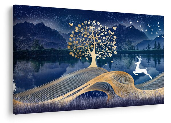 Obraz jeleňov pri splne (90x60 cm)