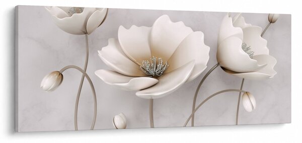 Obraz bielych kvetín (120x50 cm)