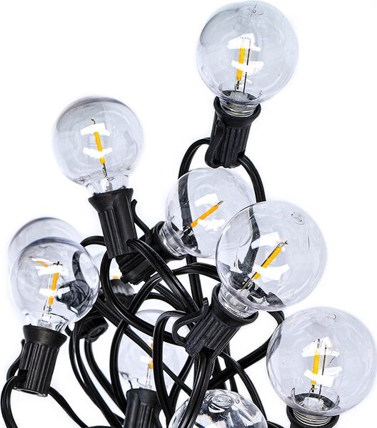 SOLIGHT LED vonkajšia reťaz s žiarovkami, 25 žiaroviek, 15m +5m, 20W, teplá biela