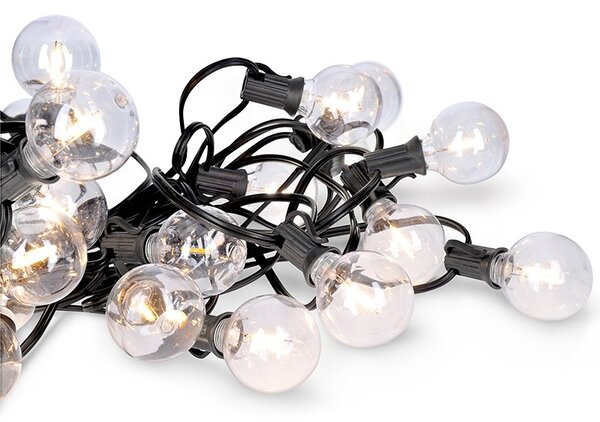 SOLIGHT LED vonkajšia reťaz s žiarovkami, 25 žiaroviek, 15m +5m, 20W, teplá biela