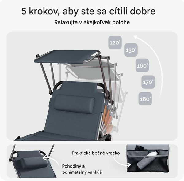 Záhradné lehátko Bari - sivé