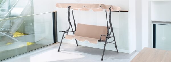 Záhradná hojdačka 170x110x153cm - béžová s podstavcami na nápoj