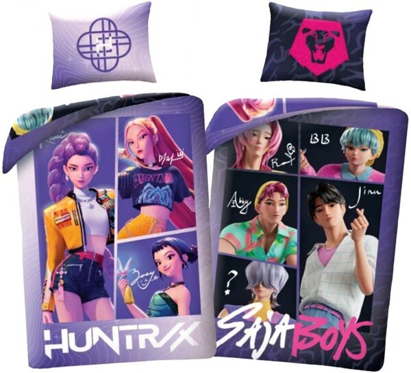 Posteľné obliečky z mikrovlákna KPop Demon Hunters – motív HUNTR/X a Saja Boys - 70x90 cm + 140x200 cm