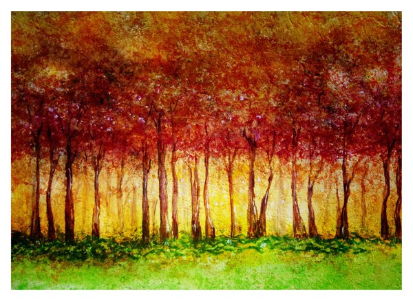Sklenený obraz - Maľba listnatého lesa (70x50 cm)