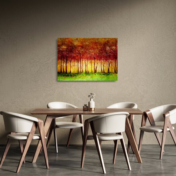 Sklenený obraz - Maľba listnatého lesa (70x50 cm)