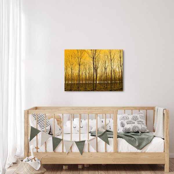 Obraz lesa pri západe slnka (70x50 cm)