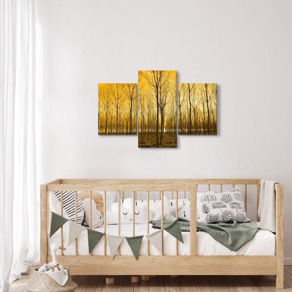 Obraz lesa pri západe slnka (90x60 cm)