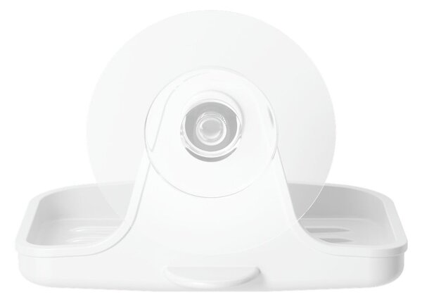 Biela nádobka na mydlo z recyklovaného plastu bez vŕtania Flex – Umbra