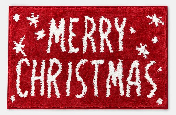 Sinsay - Vianočná kúpeľňová predložka s nápisom Merry Christmas - červená
