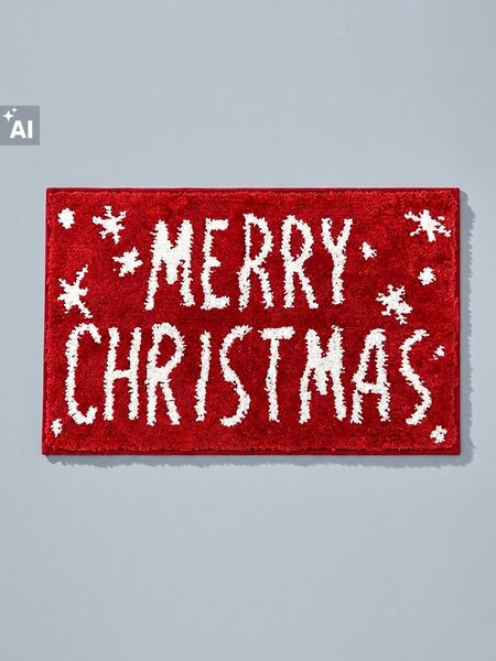 Sinsay - Vianočná kúpeľňová predložka s nápisom Merry Christmas - červená