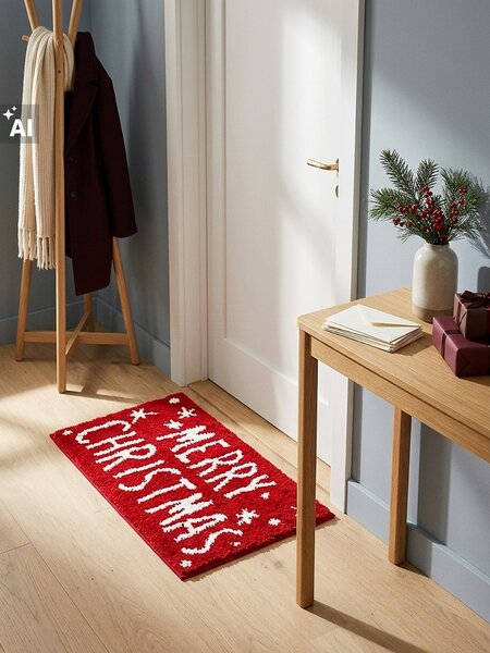 Sinsay - Vianočná kúpeľňová predložka s nápisom Merry Christmas - červená