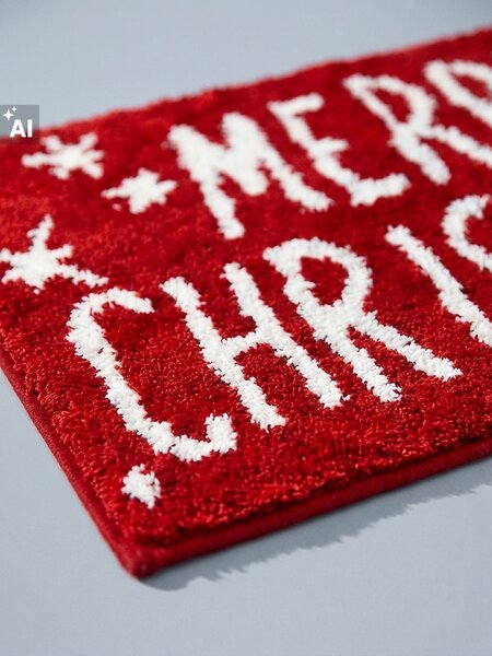 Sinsay - Vianočná kúpeľňová predložka s nápisom Merry Christmas - červená