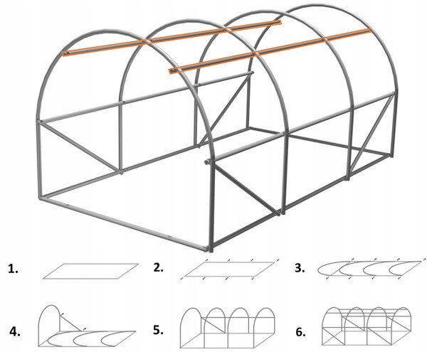 Záhradný fóliovník zelený, rolovacie dvere 300x200 cm TUN5207