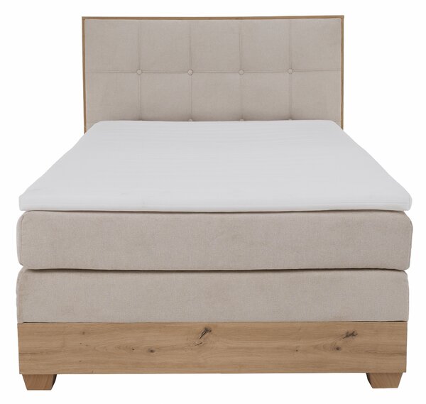 KONDELA Elektrická polohovacia posteľ, boxspring, béžová/dub artisan, 120x200, TIANA