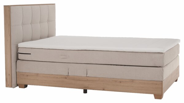 KONDELA Elektrická polohovacia posteľ, boxspring, béžová/dub artisan, 120x200, TIANA