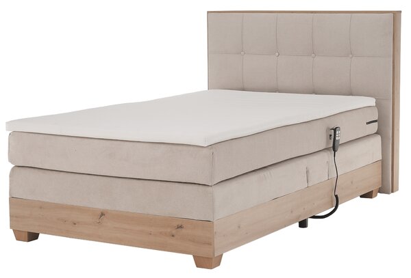 KONDELA Elektrická polohovacia posteľ, boxspring, béžová/dub artisan, 120x200, TIANA