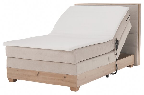 KONDELA Elektrická polohovacia posteľ, boxspring, béžová/dub artisan, 120x200, TIANA