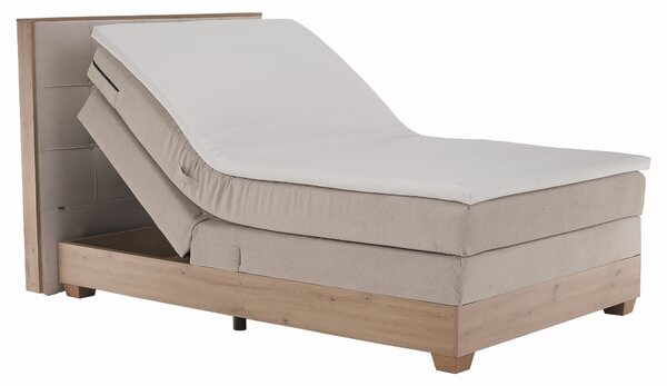 KONDELA Elektrická polohovacia posteľ, boxspring, béžová/dub artisan, 120x200, TIANA