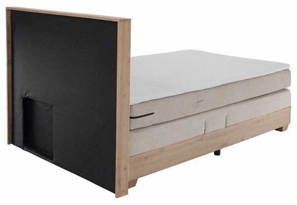 KONDELA Elektrická polohovacia posteľ, boxspring, béžová/dub artisan, 120x200, TIANA