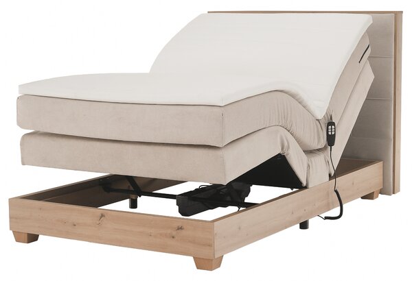 KONDELA Elektrická polohovacia posteľ, boxspring, béžová/dub artisan, 120x200, TIANA