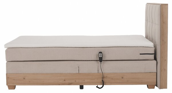 KONDELA Elektrická polohovacia posteľ, boxspring, béžová/dub artisan, 120x200, TIANA