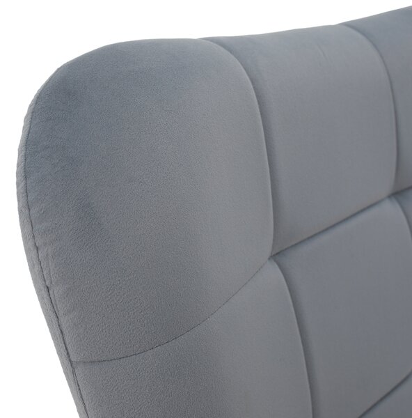KONDELA Kreslo s podnožou, sivá Velvet látka/čierna, HABEN