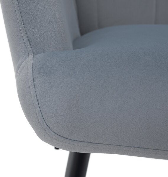 KONDELA Kreslo s podnožou, sivá Velvet látka/čierna, HABEN