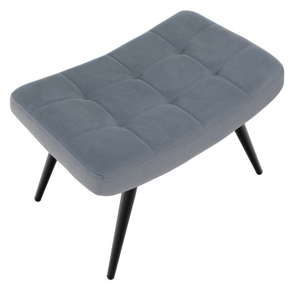 KONDELA Kreslo s podnožou, sivá Velvet látka/čierna, HABEN