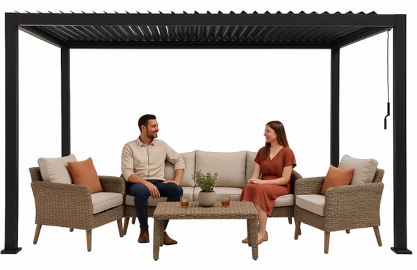 Záhradná pergola LAMELA čierna 300x400 cm