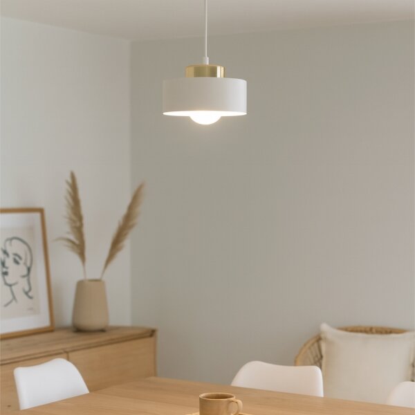 Luster na lanku IGNIA 1xE27/60W/230V biela/zlatá
