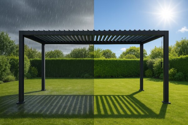 Záhradná pergola LAMELA čierna 300x400 cm