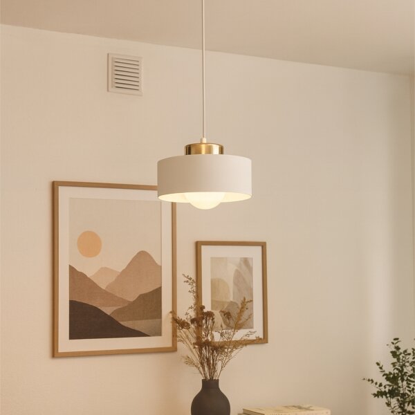 Luster na lanku IGNIA 1xE27/60W/230V biela/zlatá