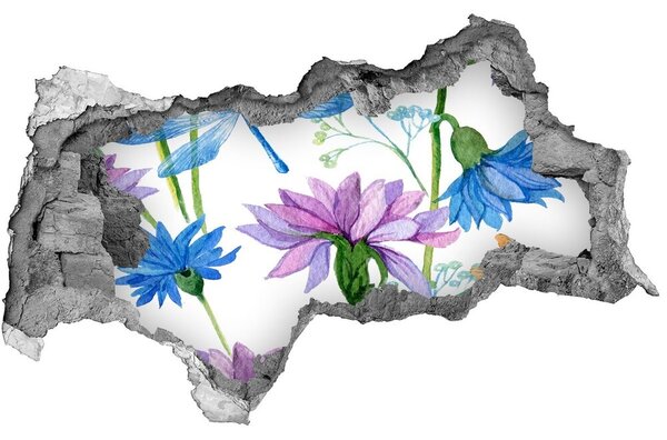 Samolepiaca diera na stenu Kvety a vážky nd-b-98370338
