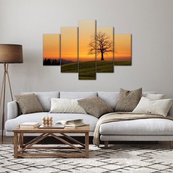 Obraz západu slnka na lúke (150x105 cm)