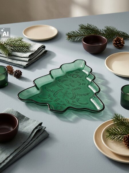 Sinsay - Vianočný tanier v tvare vianočného stromčeka - zelená