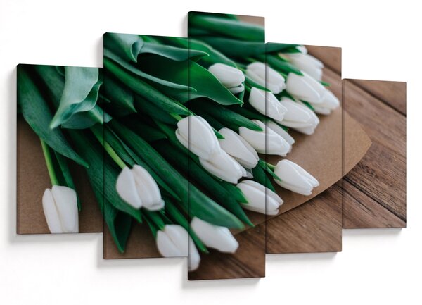 Obraz kytice bielych tulipánov (150x105 cm)