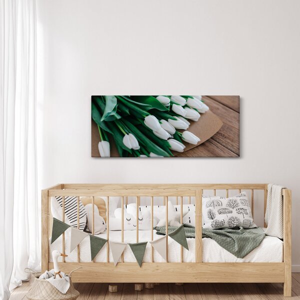 Obraz kytice bielych tulipánov (120x50 cm)