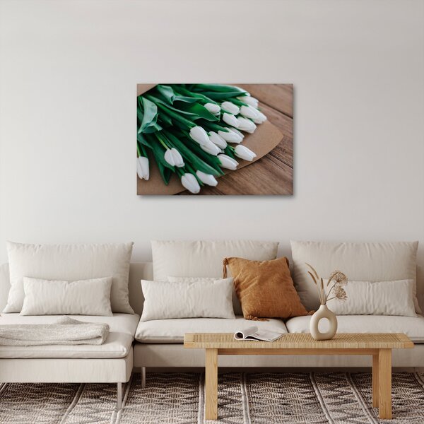 Obraz kytice bielych tulipánov (70x50 cm)