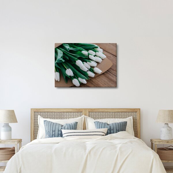 Obraz kytice bielych tulipánov (70x50 cm)