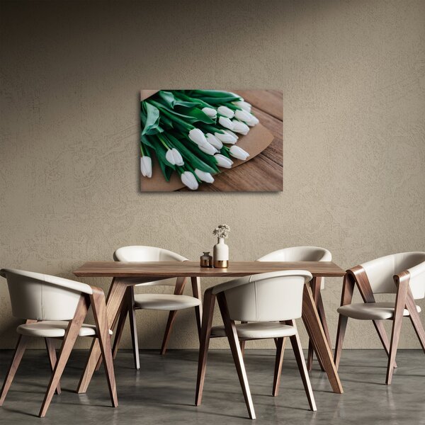 Obraz kytice bielych tulipánov (70x50 cm)
