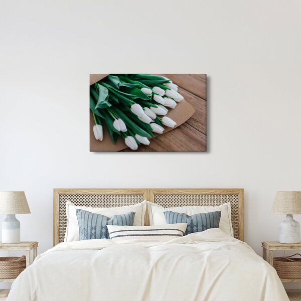 Obraz kytice bielych tulipánov (90x60 cm)