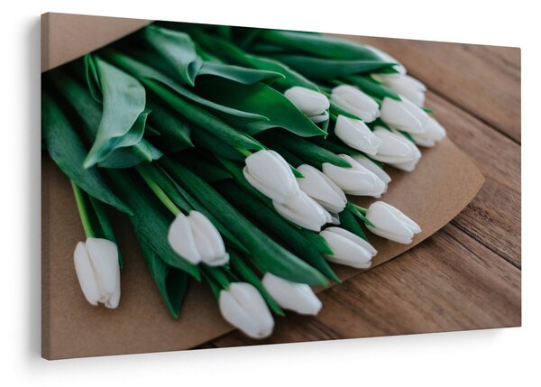 Obraz kytice bielych tulipánov (90x60 cm)