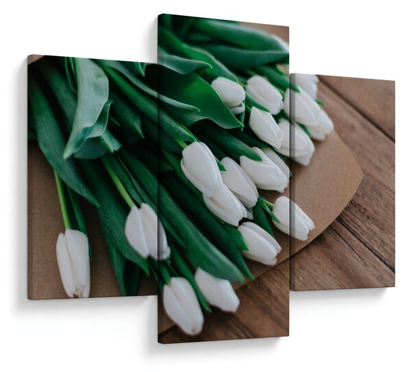 Obraz kytice bielych tulipánov (90x60 cm)