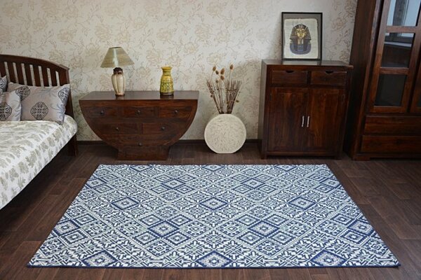 Koberec COLOR 19247/699 SISAL ROMBY modrý