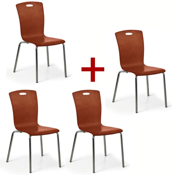 Drevená jedálenská stolička RITA 3+1 ZADARMO, orech