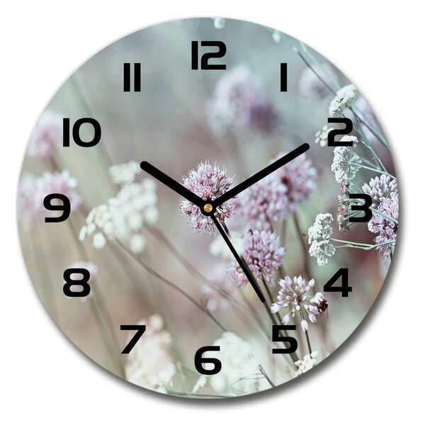 Sklenené hodiny okrúhle Divoké kvety pl_zso_30_f_68608156