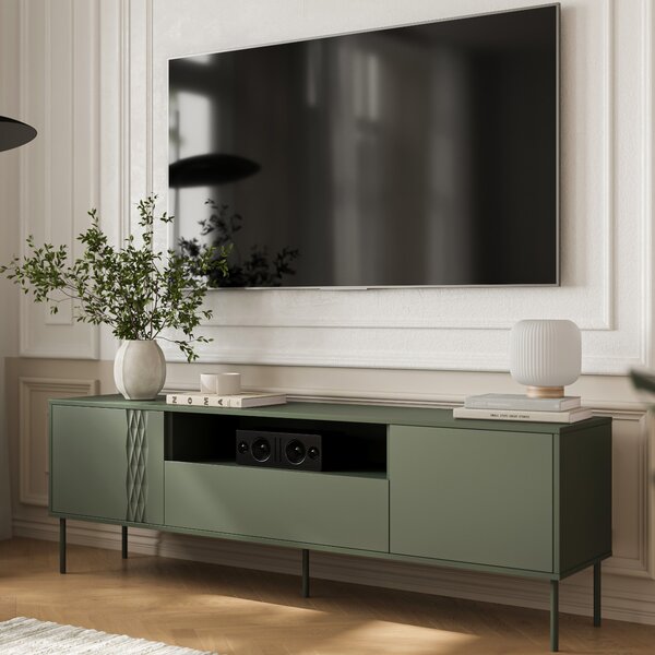 MEBLINE Komoda RTV TIFFANY 180 zelená mat
