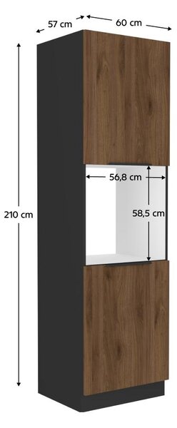 NovýNábytok.sk Skrinka na rúru Monzesa 60 DP-210 2F (čierna + orech okapi). Vlastná spoľahlivá doprava až k Vám domov. 1119613